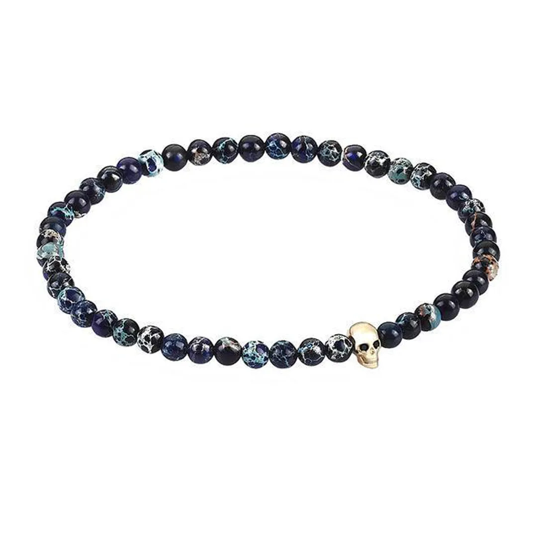 MicroSkull & Genuine Black Diamonds - Solid Yellow Gold