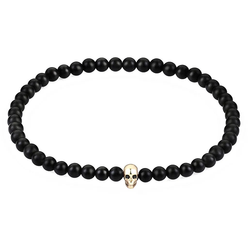 MicroSkull & Genuine Black Diamonds - Solid Yellow Gold