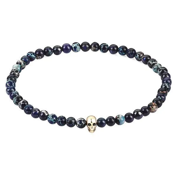 MicroSkull & Genuine Black Diamonds - Solid Yellow Gold