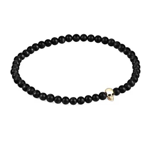 MicroSkull & Genuine Black Diamonds - Solid Yellow Gold