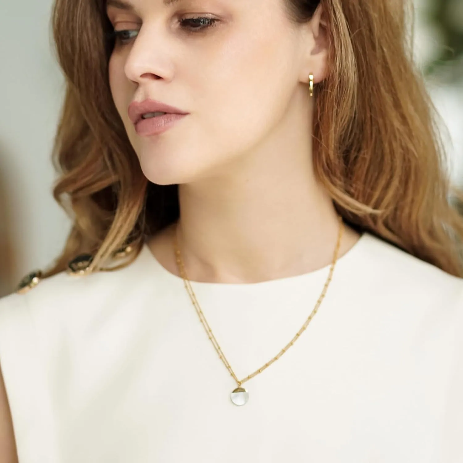 Milan Chiva 14K Gold Plated Necklace for women, Dainty Trendy Non Tarnish Pendant Charm Necklaces Fashion Jewelry for Women Waterproof