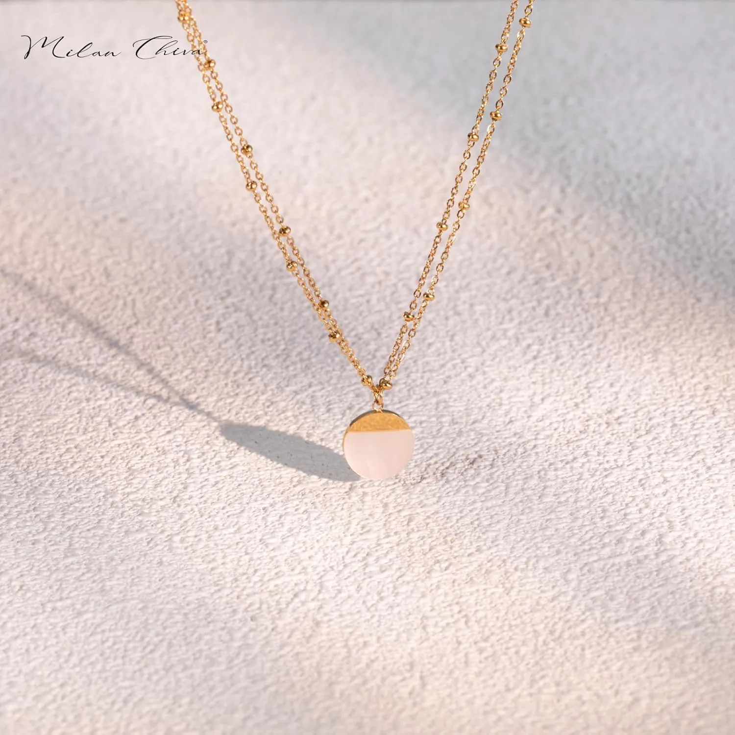 Milan Chiva 14K Gold Plated Necklace for women, Dainty Trendy Non Tarnish Pendant Charm Necklaces Fashion Jewelry for Women Waterproof