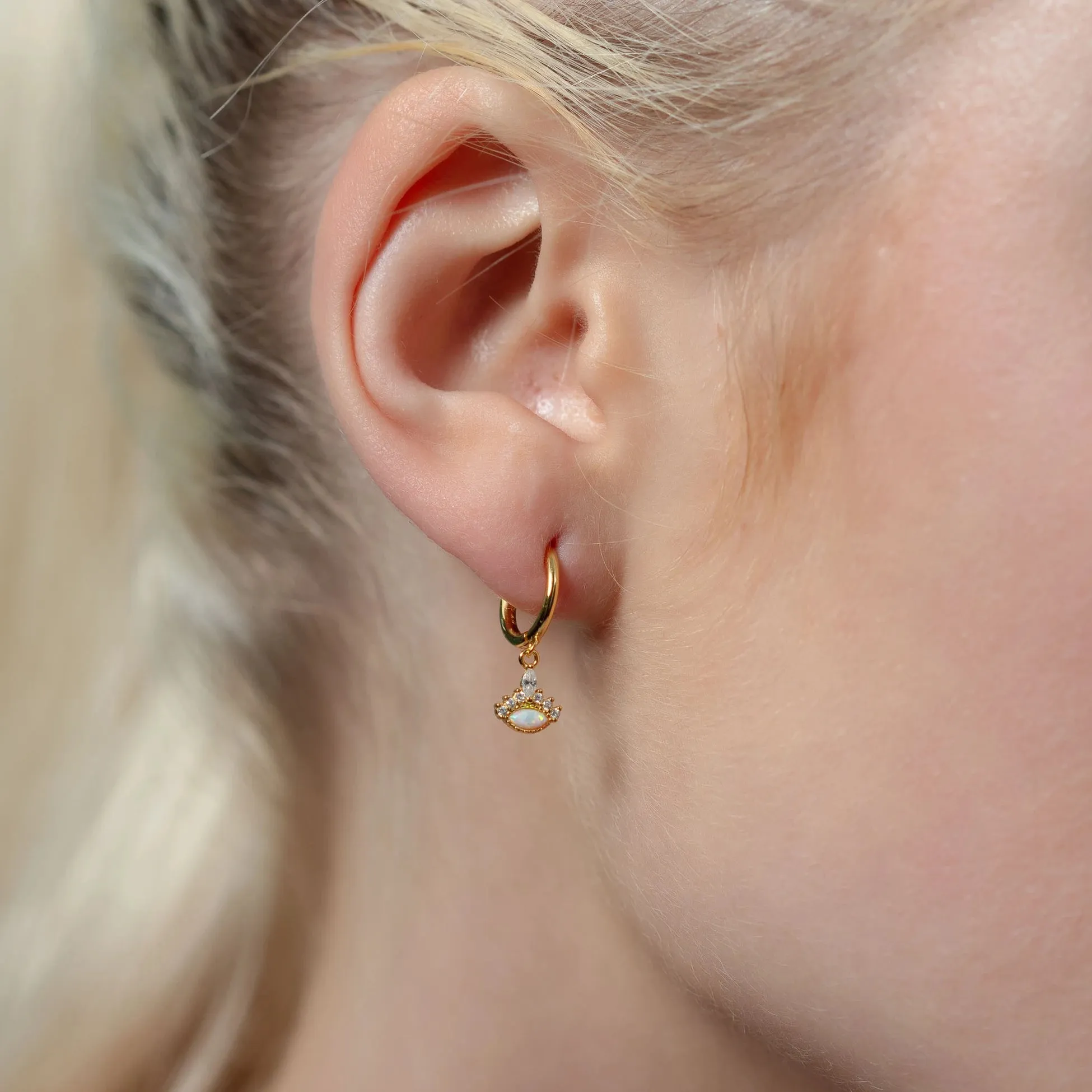 Mini Eye Hoop Earrings  Gold-Plated Silver Minimalist Style Earrings