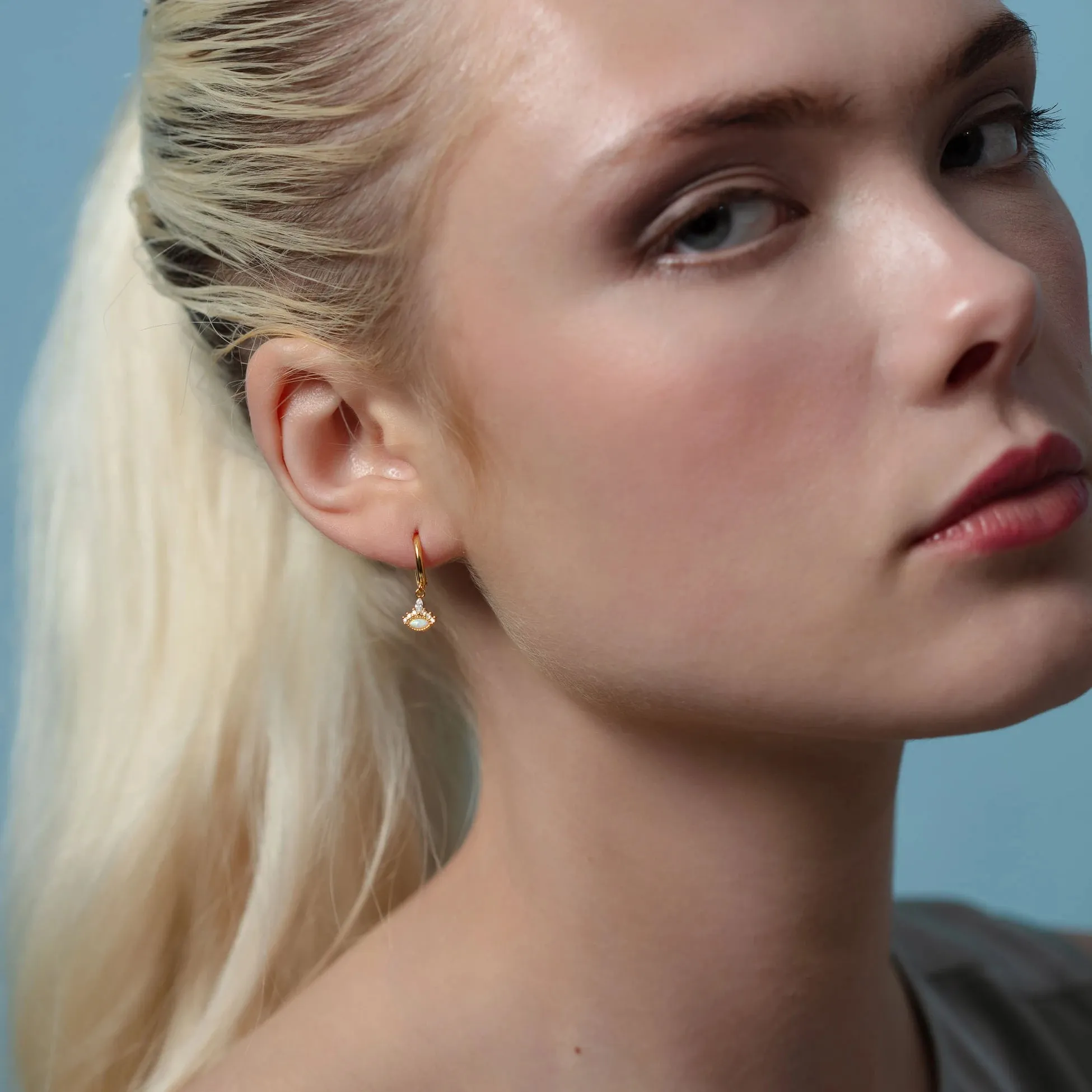 Mini Eye Hoop Earrings  Gold-Plated Silver Minimalist Style Earrings