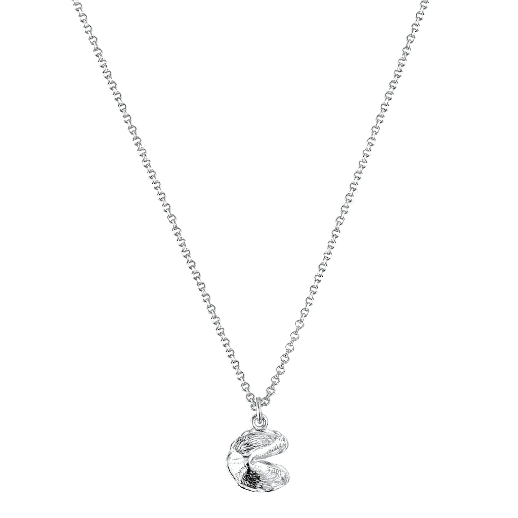 Mini Fortune Cookie Pendant - Silver