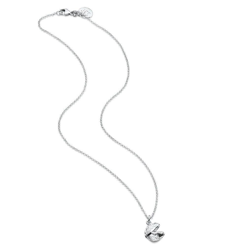 Mini Fortune Cookie Pendant - Silver