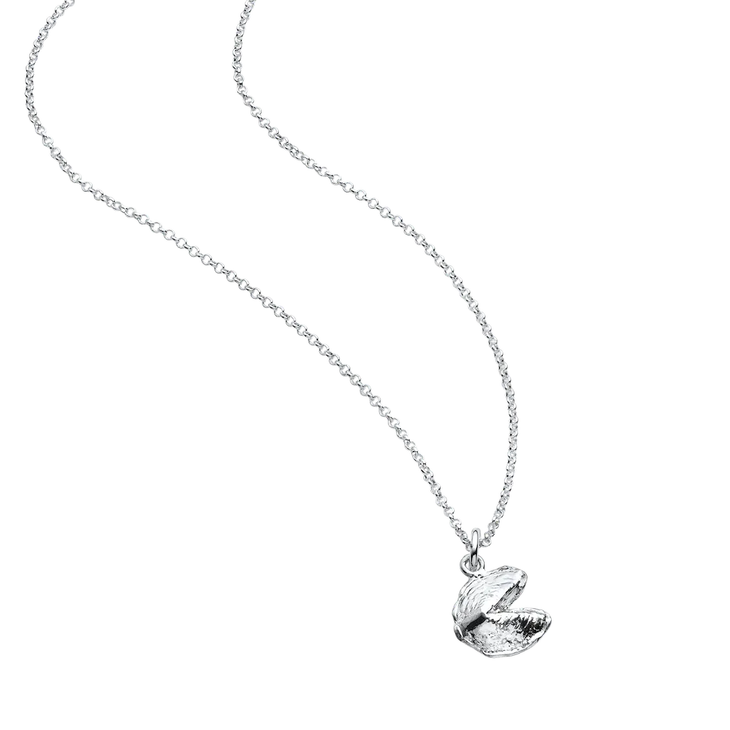 Mini Fortune Cookie Pendant - Silver