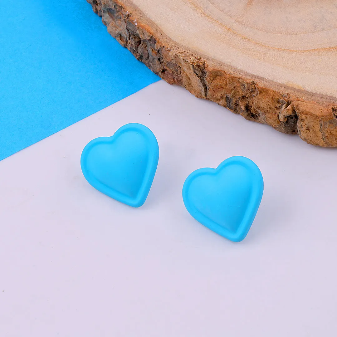 Mini Light Blue Heart Earrings