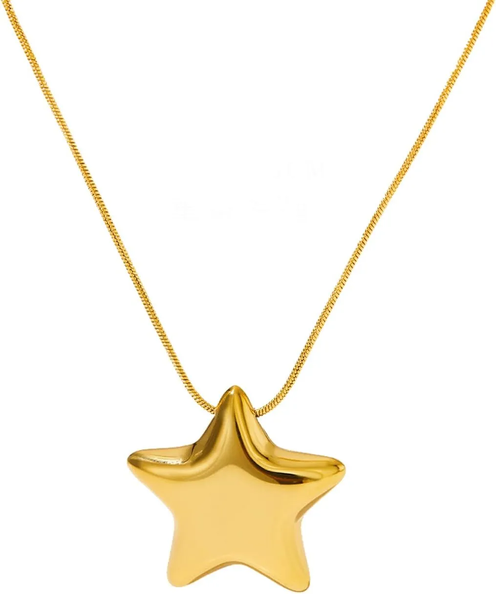 Minimalist Gold/Silver Star Necklace for Women Gold Star choker Necklaces Big Star Pendant Necklaces Party Birthday Jewelry