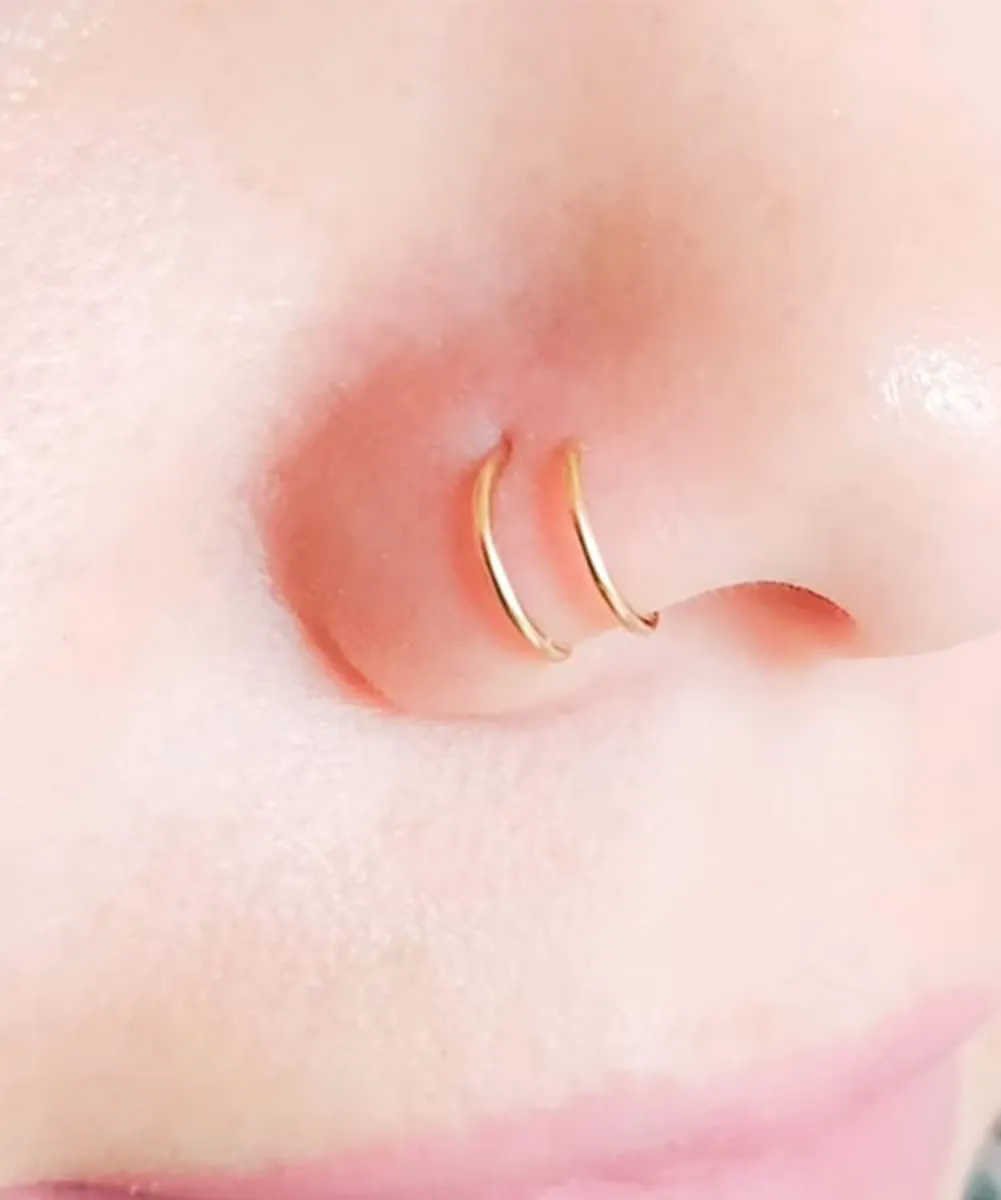MODRSA Nose Rings - 20g Hoops & Studs in Surgical Steel & Silver Rose Gold