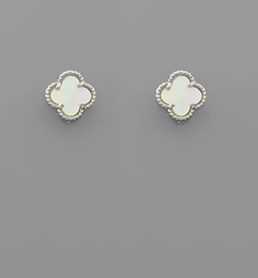 MOP Quatrefoil Earring Studs