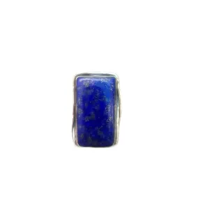 mother day gift, rectangle lapis lazuli ring 925 sterling silver blue natural gemstone ring vintage style engagement gift handmade ring statement ring boho hippie style healing crystal unique jewelry