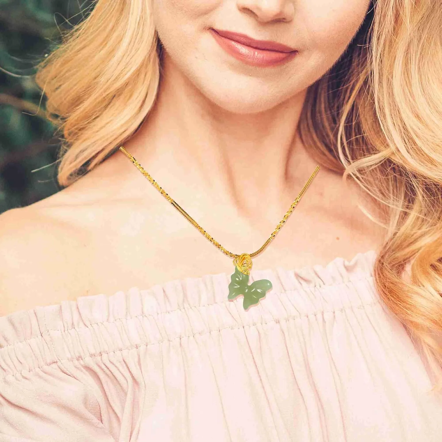 MRW butterfly Necklaces for Women 925 Sterling Silver Gold Plated Jade Jewelry For Women