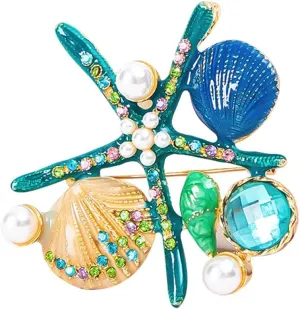 Multi-color Crystal Starfish Brooches Pins for Women/Men/Child corsage Faux Pearls Brooches Hats Bags Clothing Decorations Accessory
