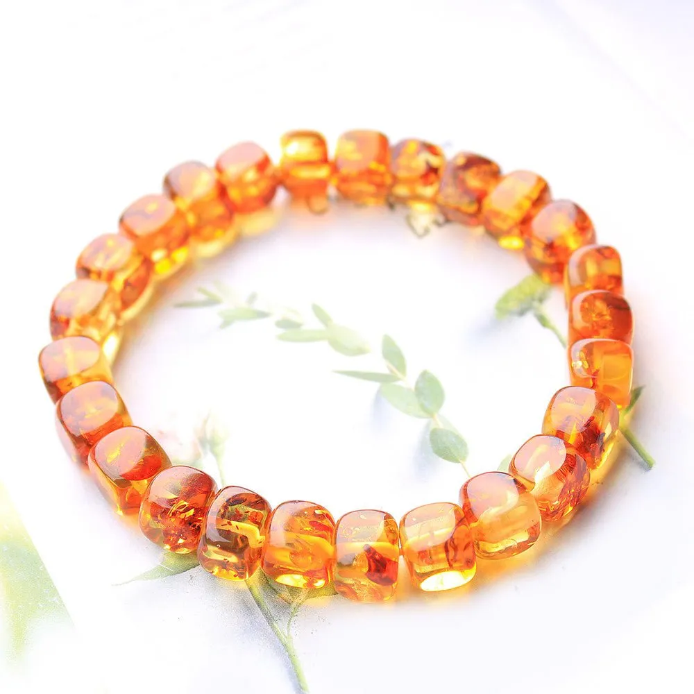 Natural Amber Cube Beaded Bracelet