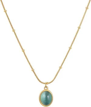 Natural Jade Necklace for Women 18K Gold Plated Green Jade Pendant Necklace Good Luck Necklaces Anniversary Gifts for Mom Lover