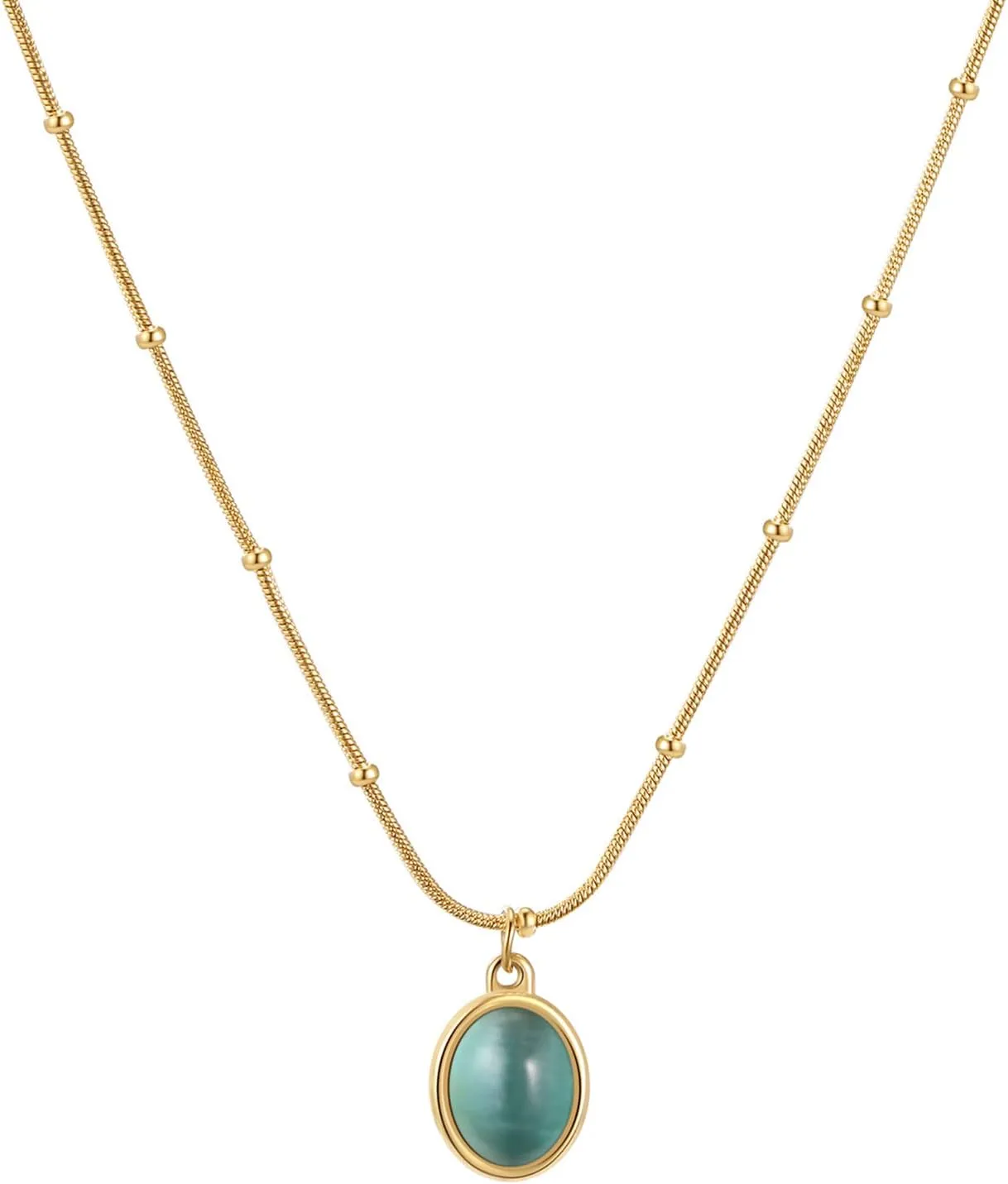 Natural Jade Necklace for Women 18K Gold Plated Green Jade Pendant Necklace Good Luck Necklaces Anniversary Gifts for Mom Lover
