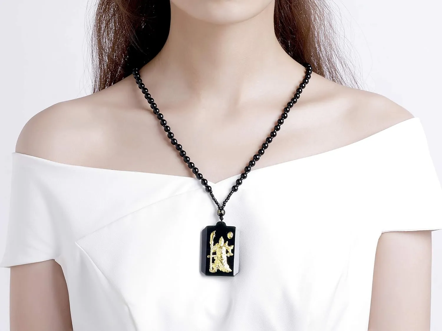 Natural Nephrite Jade Necklace Pendant Inlaid with 22K Gold Good Luck Charm Jade Jewelry