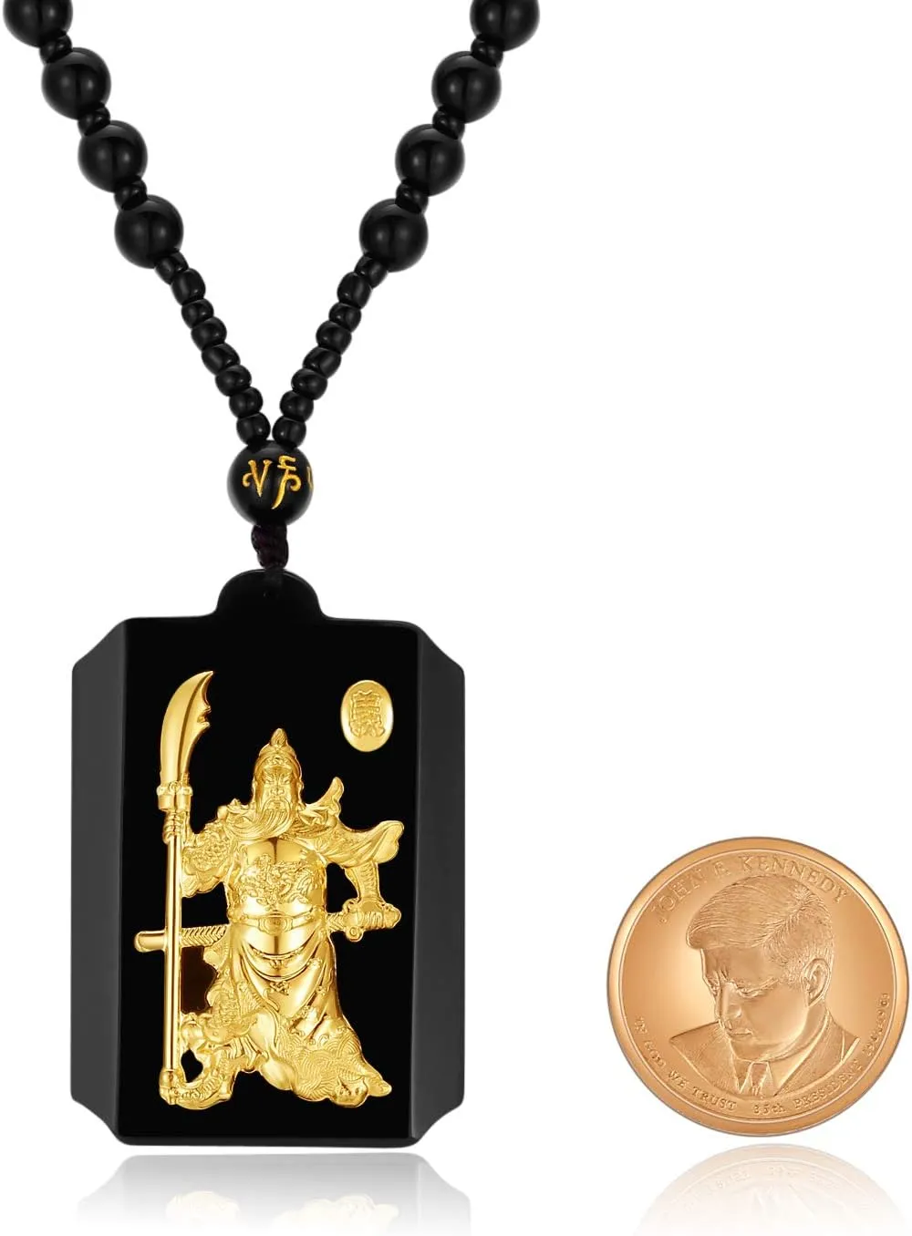 Natural Nephrite Jade Necklace Pendant Inlaid with 22K Gold Good Luck Charm Jade Jewelry