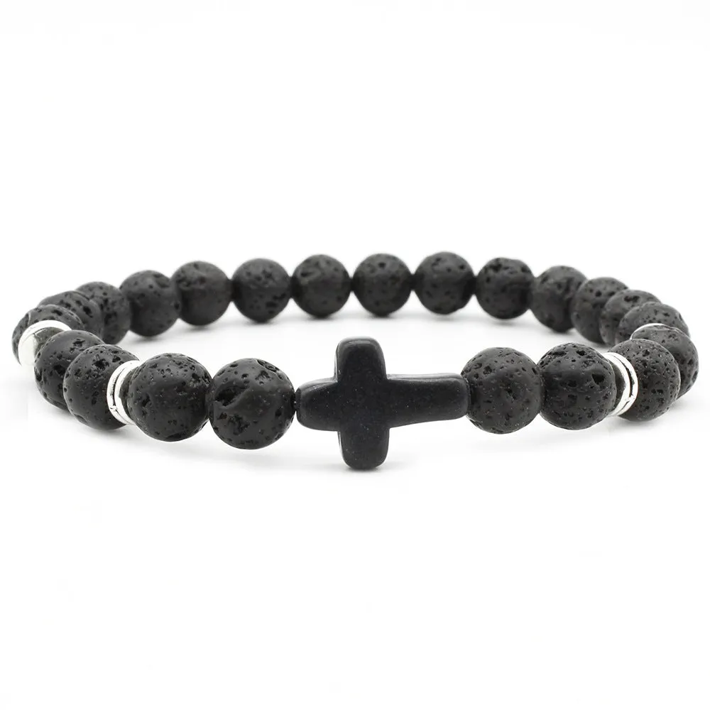 Natural stone white cross bracelet