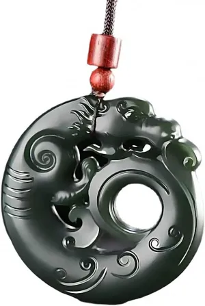 New men Hotan jade Loong fashion pendant jade imitation Gulong Necklace fierce man style beast Pendant