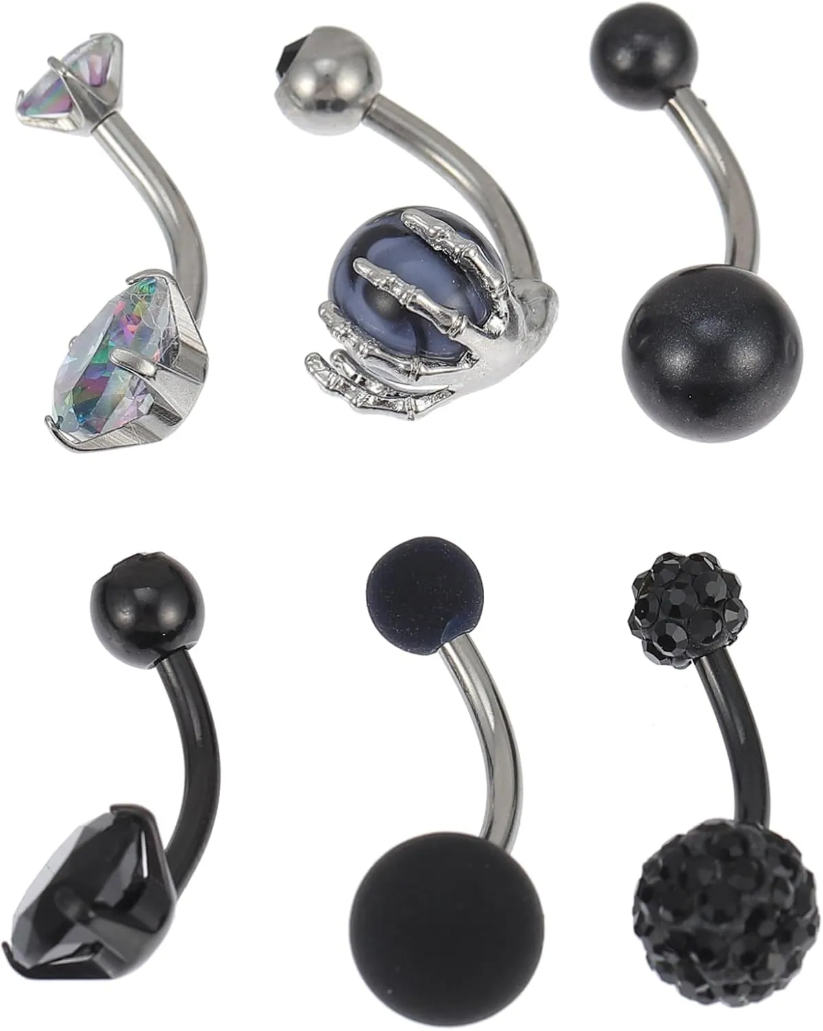 NOLITOY Charming Belly Button Rings 6 Pcs Navel Jewelry Set for Fashionable Piercings
