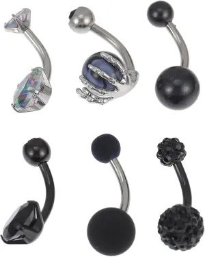 NOLITOY Charming Belly Button Rings 6 Pcs Navel Jewelry Set for Fashionable Piercings