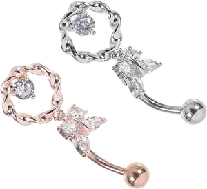 NOLITOY Gorgeous Body Piercing Jewelries Pair of Zircon Navel Rings Navel Nails for Women for Parties Special Occasions