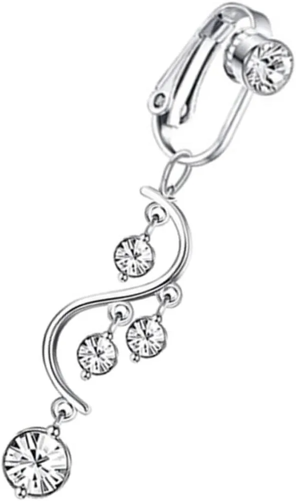 NOLITOY Non-piercing Navel Ring Belly Button Jewelry Dangle Navel Ring for Women