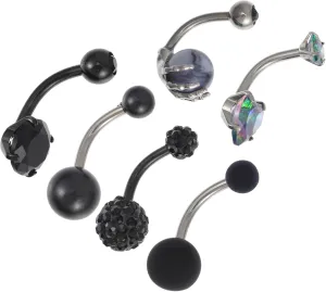 NOLITOY Sturdy Steel Navel Rings Set 6pcs Heart Shape Belly Rings Comfortable Fashionable Durable for Piercing