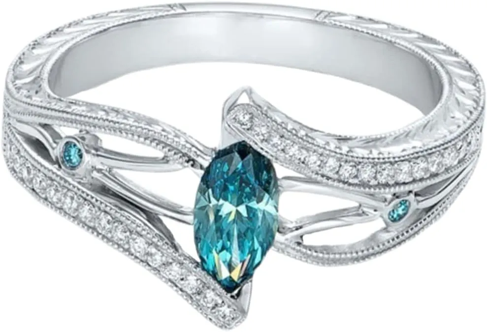 NOLITOY Stylish Women's Silver Ring Unique Gemstone Wedding Band Dainty Fashion Ring for Occasion