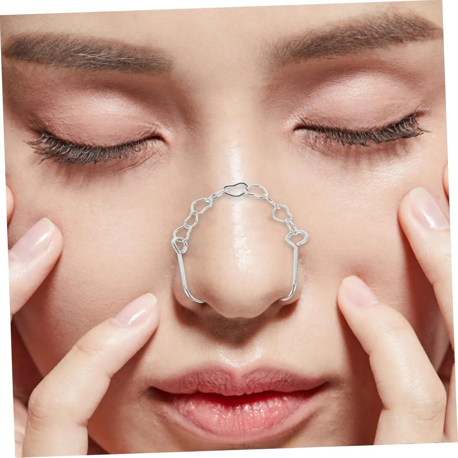 Nose Chain Nose Rings Chain Nose Hoops Shape Nose Ring with Chain Sterling Heart Woman Thin Color Nose