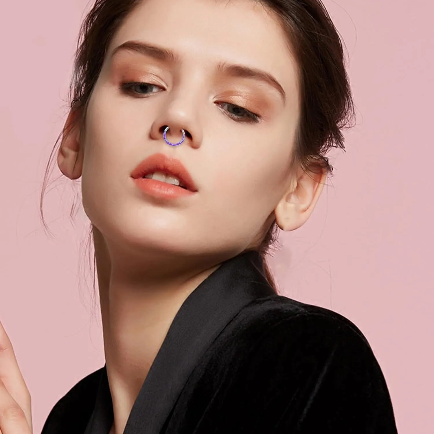 Nose Ring Faux Rings Hoop Nose Ring Lip Rings Stainless Steel Hinged Segment Ring Seamless Ring Cartilage