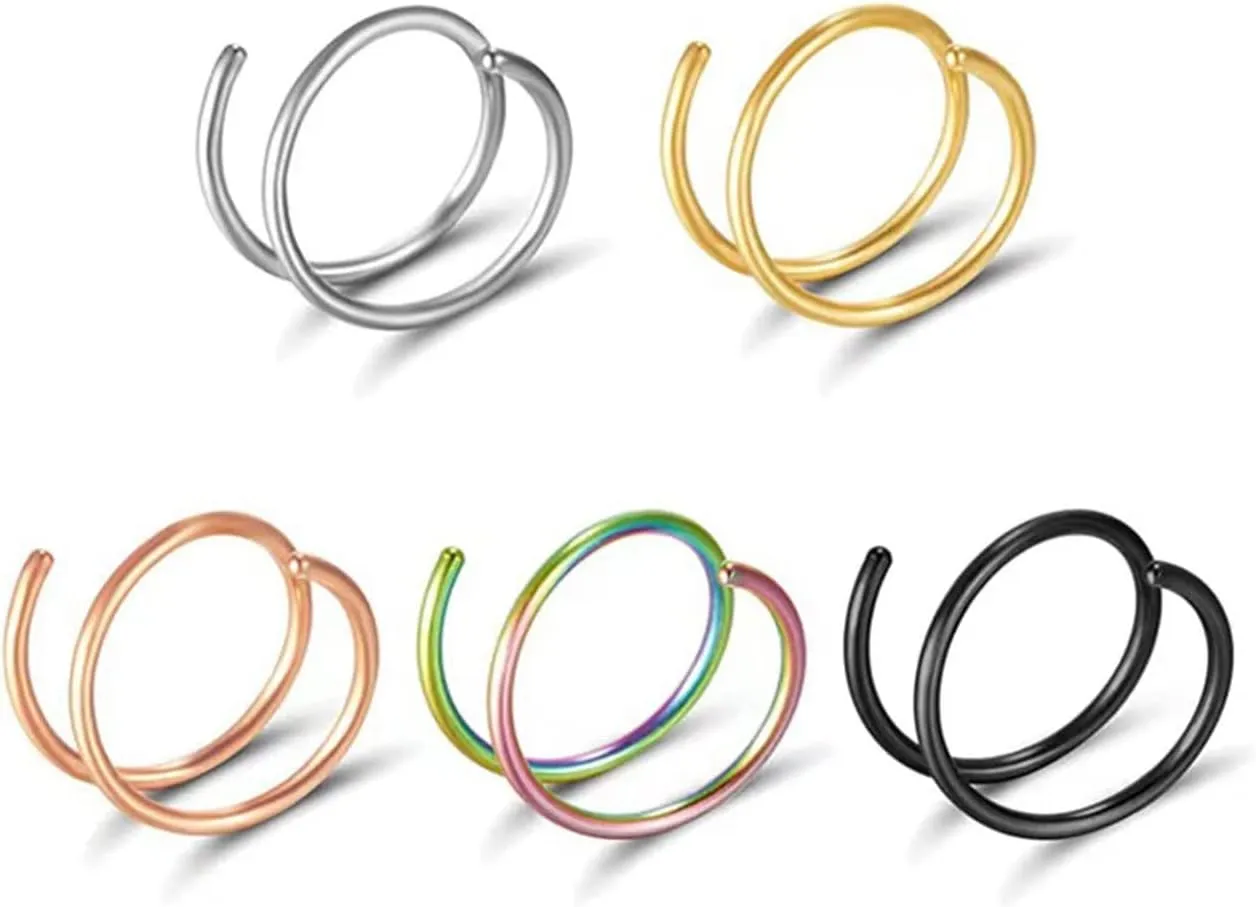 Nose Ring Stainless Steel Septum Clicker CZ Conch Piercing Jewelry Septum Clicker Lip Rings Cartilage Earring Helix Rook Tragus