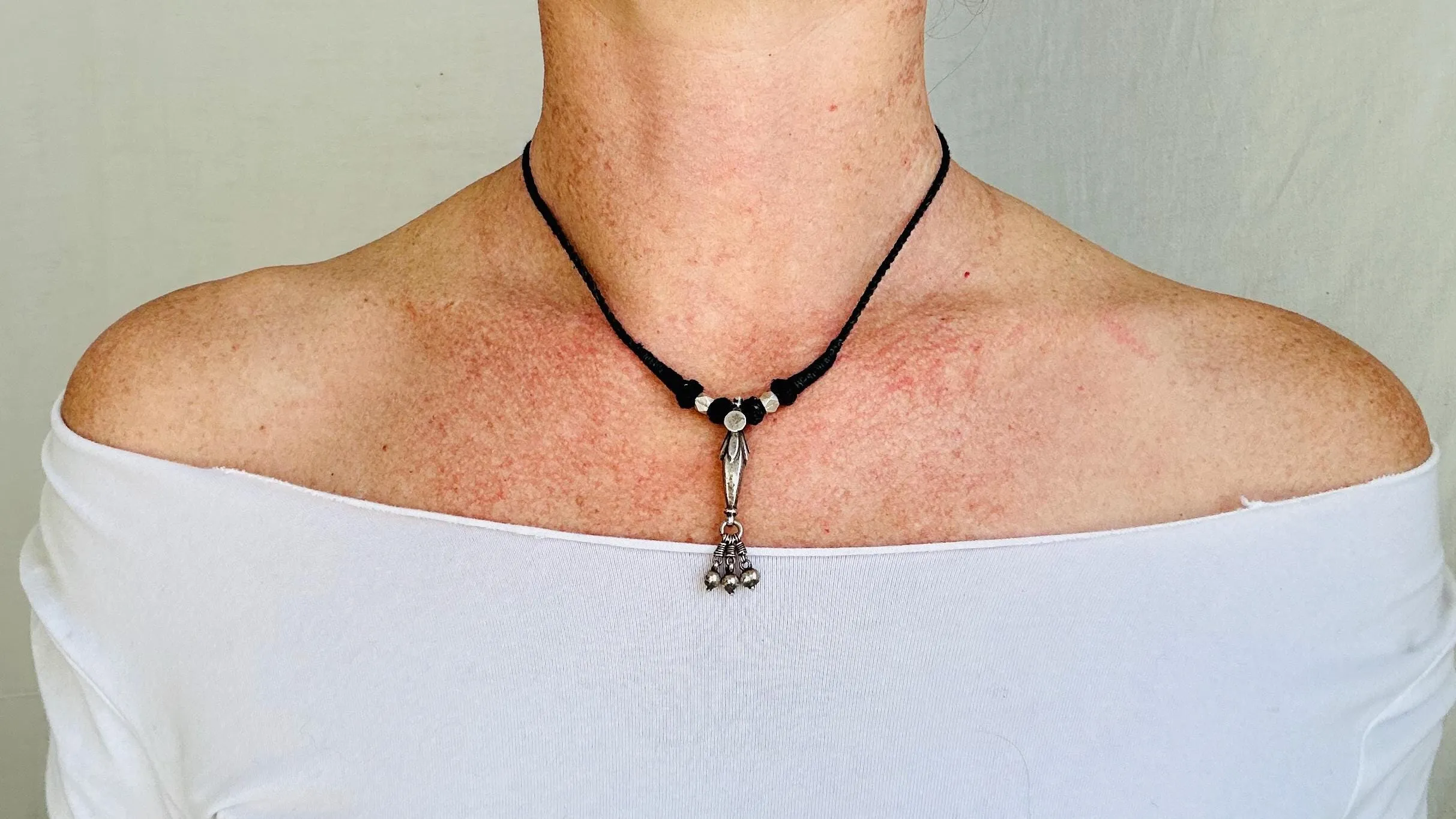 Old Amulets Necklace. Antique. India. Sterling Silver. 4174.