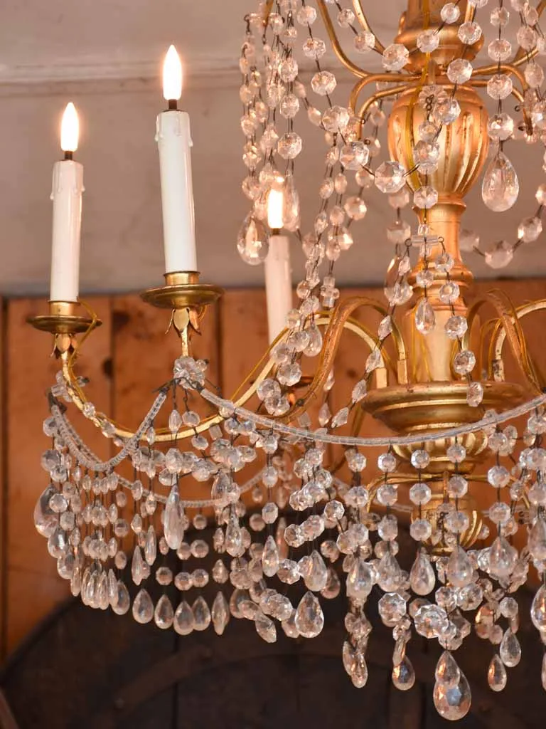 Pair of antique gilded chandeliers - 6 branches 41¼"