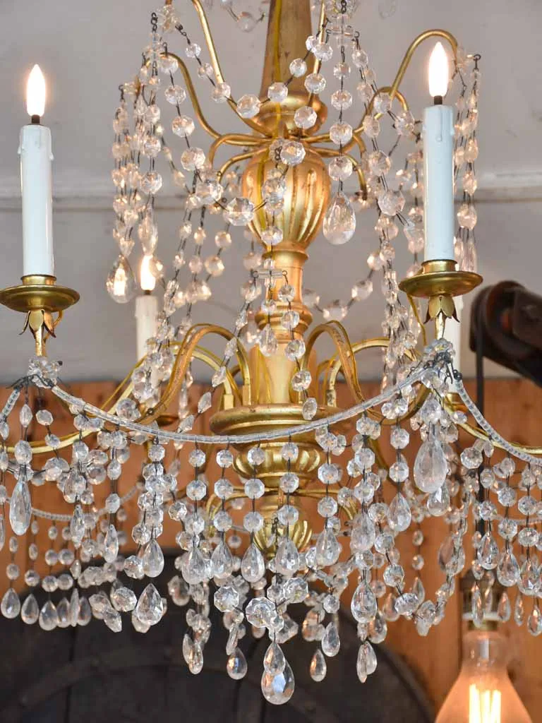 Pair of antique gilded chandeliers - 6 branches 41¼"
