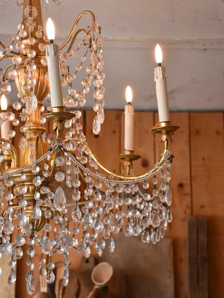 Pair of antique gilded chandeliers - 6 branches 41¼"