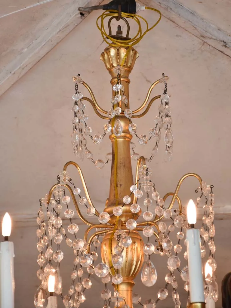 Pair of antique gilded chandeliers - 6 branches 41¼"