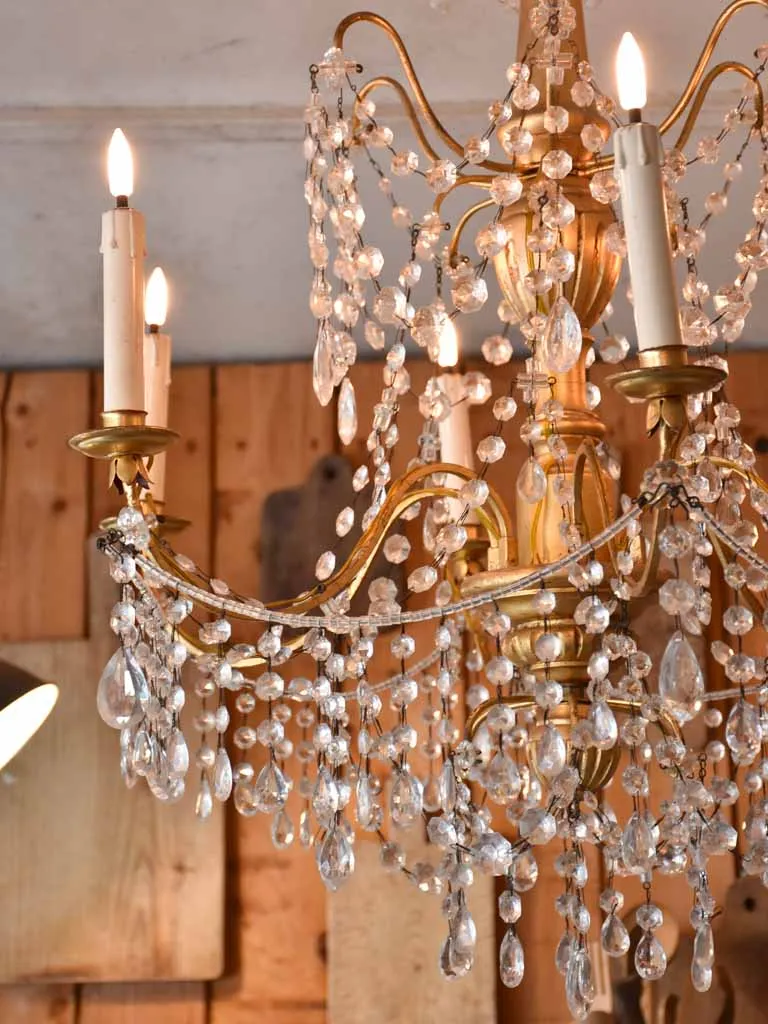 Pair of antique gilded chandeliers - 6 branches 41¼"
