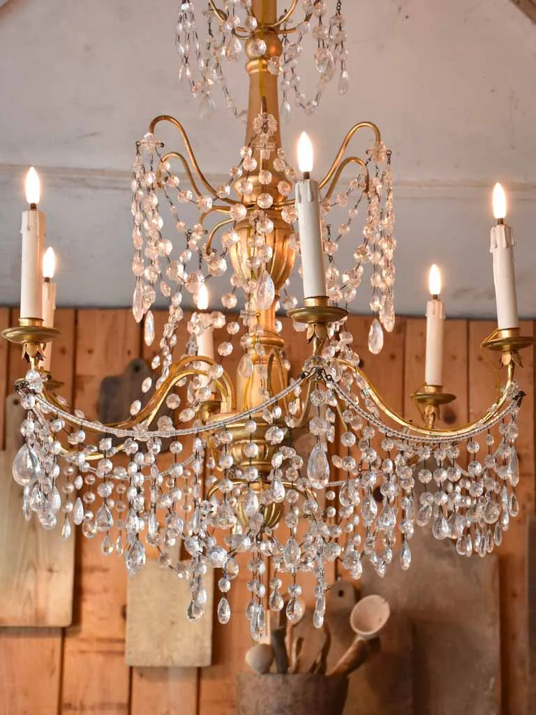 Pair of antique gilded chandeliers - 6 branches 41¼"