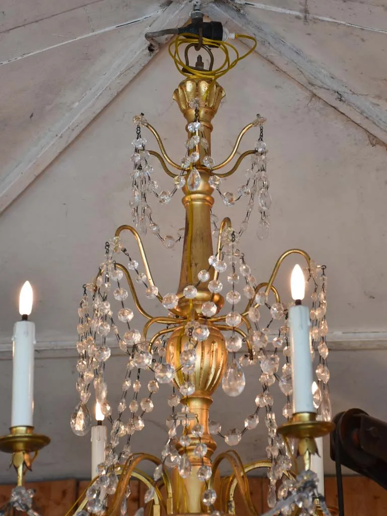 Pair of antique gilded chandeliers - 6 branches 41¼"