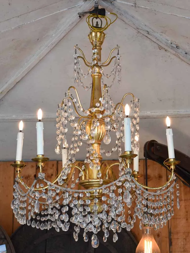 Pair of antique gilded chandeliers - 6 branches 41¼"