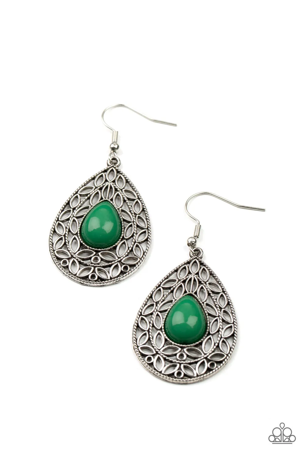 Paparazzi Earring ~ Fanciful Droplets - Green Leprechaun bead Earring
