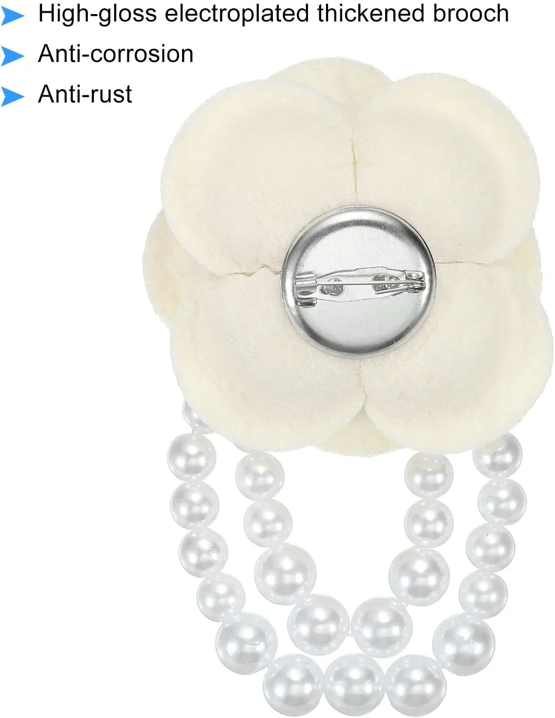 PATIKIL Fabric Camellia Flower Brooch, Elegant Pearl Tassel Brooches Floral Pins Bracelet Dual Use for Women Suit Hat Dress Shirt Tie Corsage