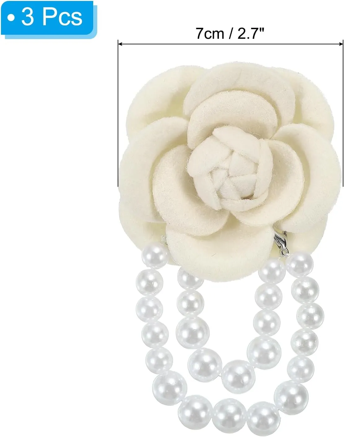 PATIKIL Fabric Camellia Flower Brooch, Elegant Pearl Tassel Brooches Floral Pins Bracelet Dual Use for Women Suit Hat Dress Shirt Tie Corsage