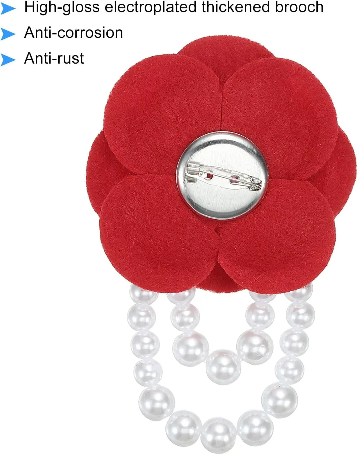 PATIKIL Fabric Camellia Flower Brooches, Elegant Pearl Tassel Brooches Floral Pins Bracelet Dual Use for Women Suit Hat Dress Shirt Tie Corsage