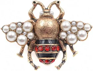 Pearl Bee Brooches Women Antique Gold Color Brooch Pin Vintage Style Jewelry Insect