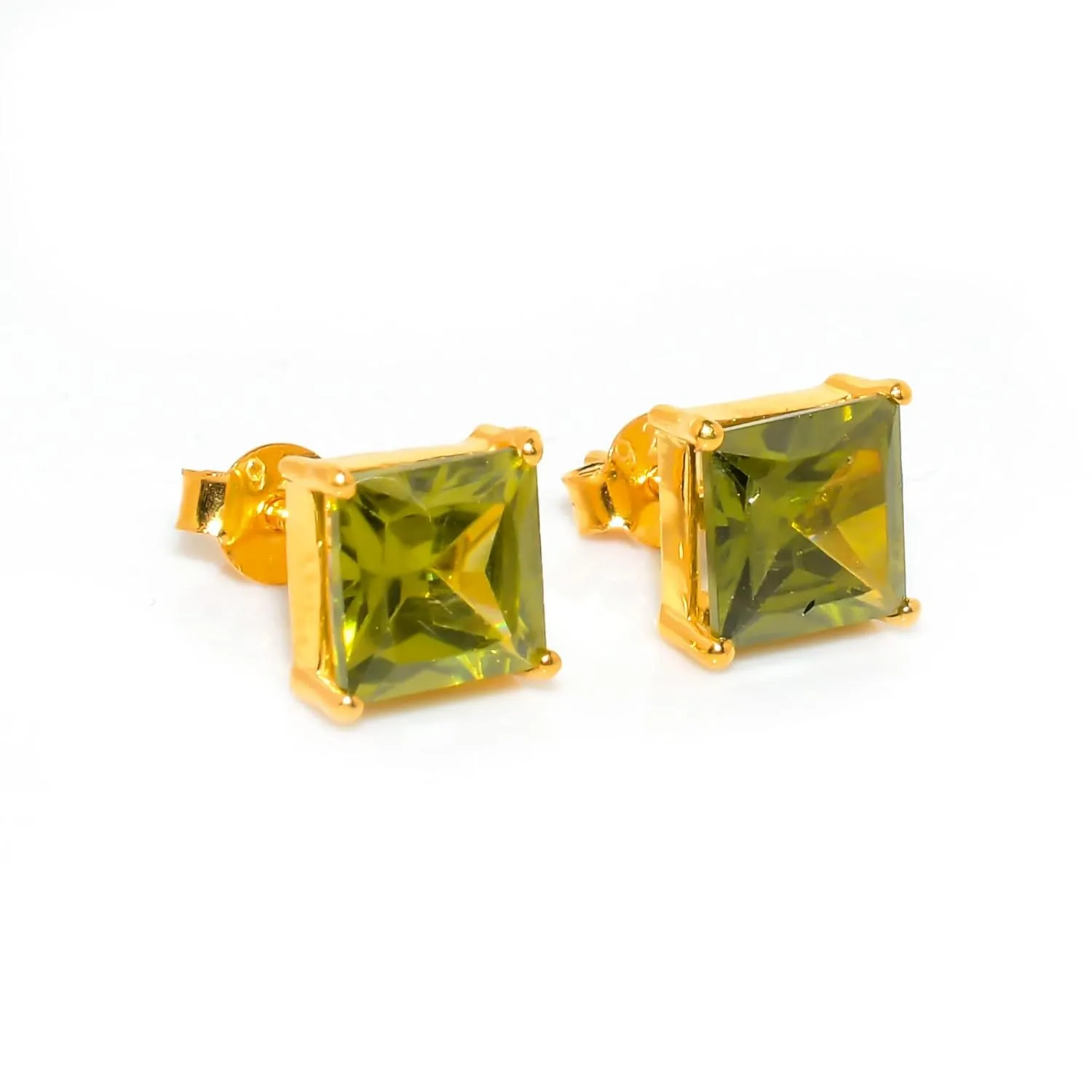 Peridot Gemstone Earrings For Men 925 Sterling Silver Ear Cuff Stud for Male Designer's Men's Jewelry (Silver, 1 piece)