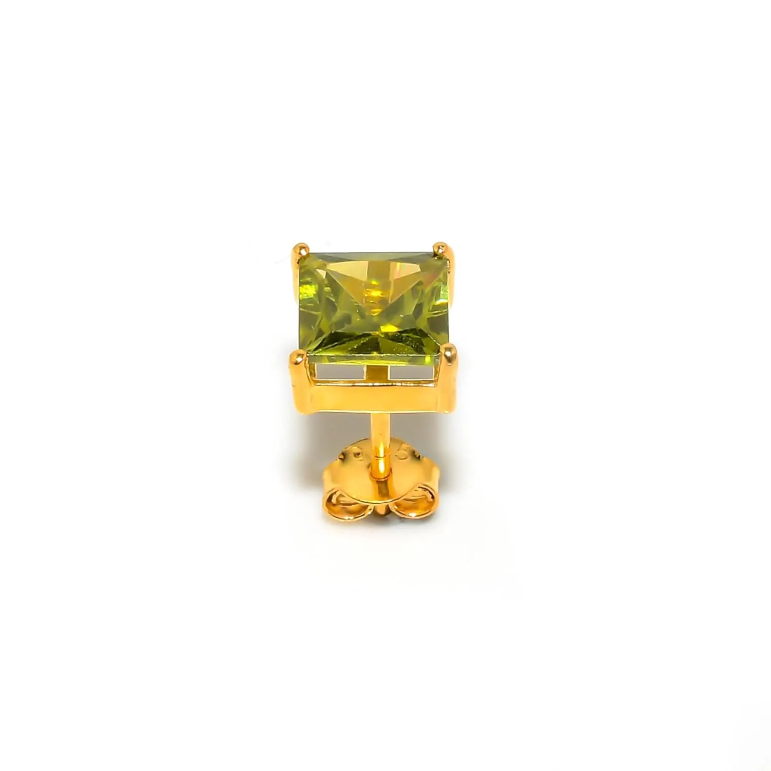 Peridot Gemstone Earrings For Men 925 Sterling Silver Ear Cuff Stud for Male Designer's Men's Jewelry (Silver, 1 piece)